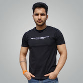 JACK&JONES Unisex Relaxed Fit Logo Print Crew Neck Half Sleeve Black T-Shirt