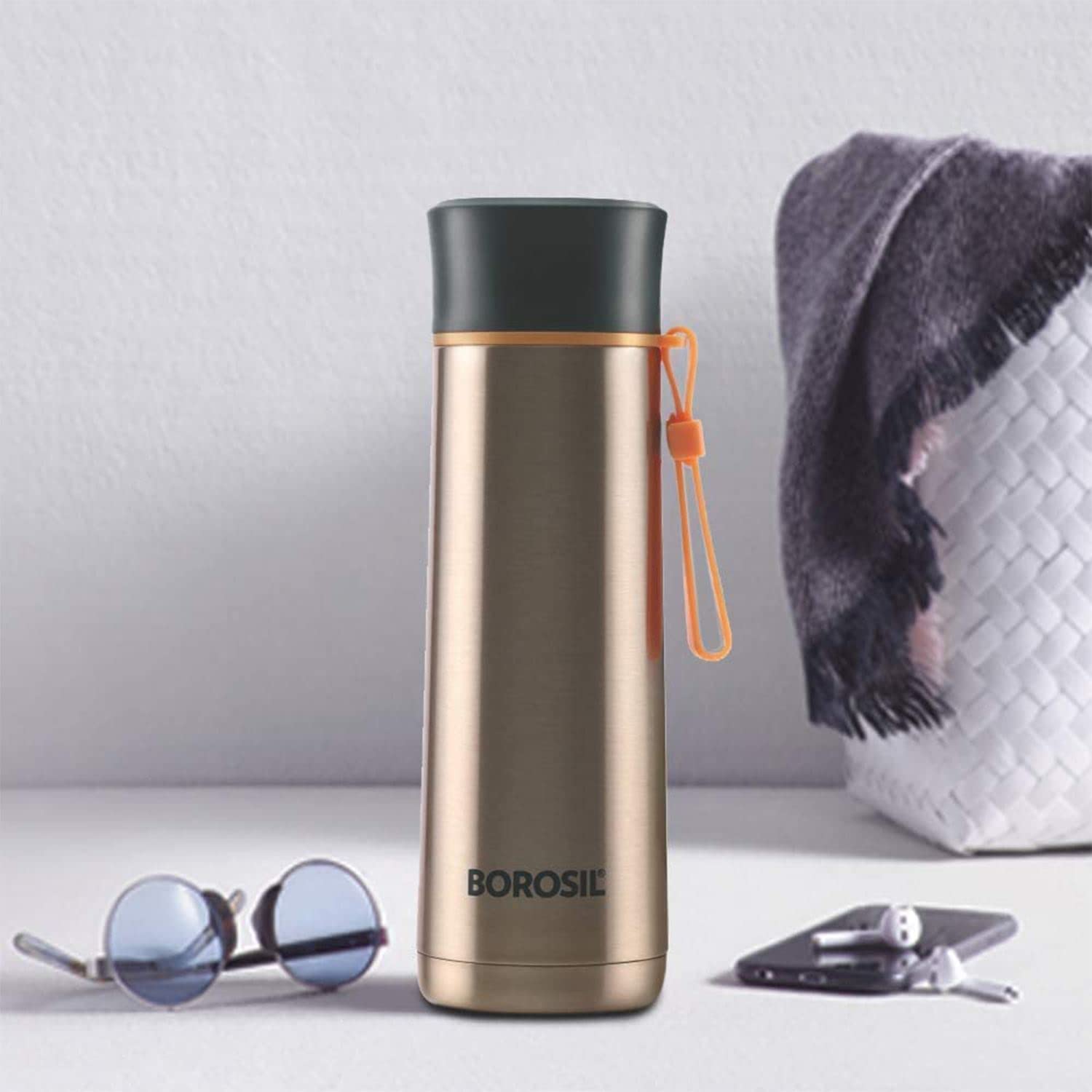 Stainless Steel 400ml Bottle: Vacuum Insulated, Keeps Drinks Hot for 20H & Cold for 24H by Borosil