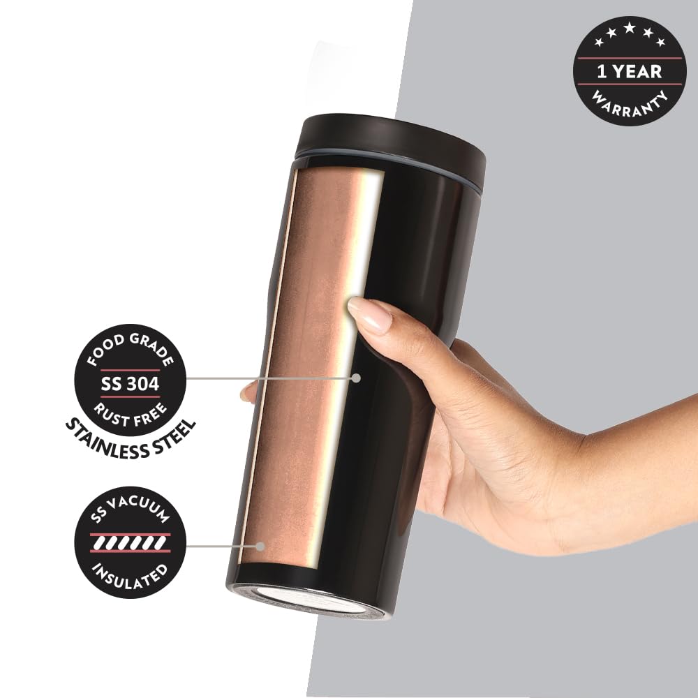 Borosil Hydra Hike 500ml Flask – Insulated, Leakproof, On-the-Go Sipper (Black)