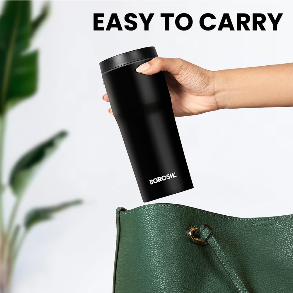 Borosil Hydra Hike 500ml Flask – Insulated, Leakproof, On-the-Go Sipper (Black)