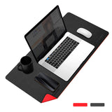 Faux Leather Non-Slip Reversible Waterproof Oilproof Mouse Keyboard Laptop Mat for Work Office Home - Black and Red by Bestor