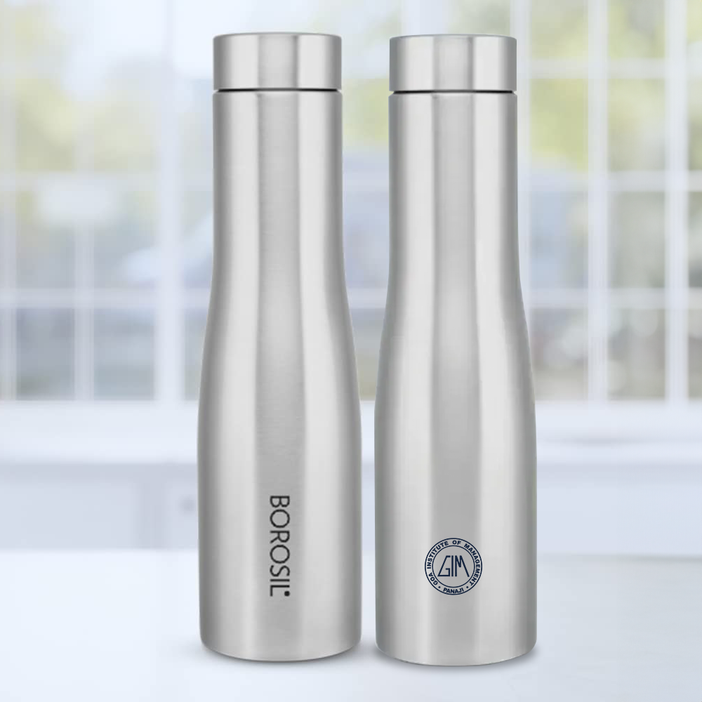 Borosil Swan 1L Stainless Steel Water Bottle | Leak-Proof Design for Home & Office | Silver Finish