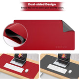 Faux Leather Non-Slip Reversible Waterproof Oilproof Mouse Keyboard Laptop Mat for Work Office Home - Black and Red by Bestor