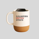 Minimal Ceramic Coffee Mug with Cork Base & Lid – 450 ml Matte Colour Desk Mug