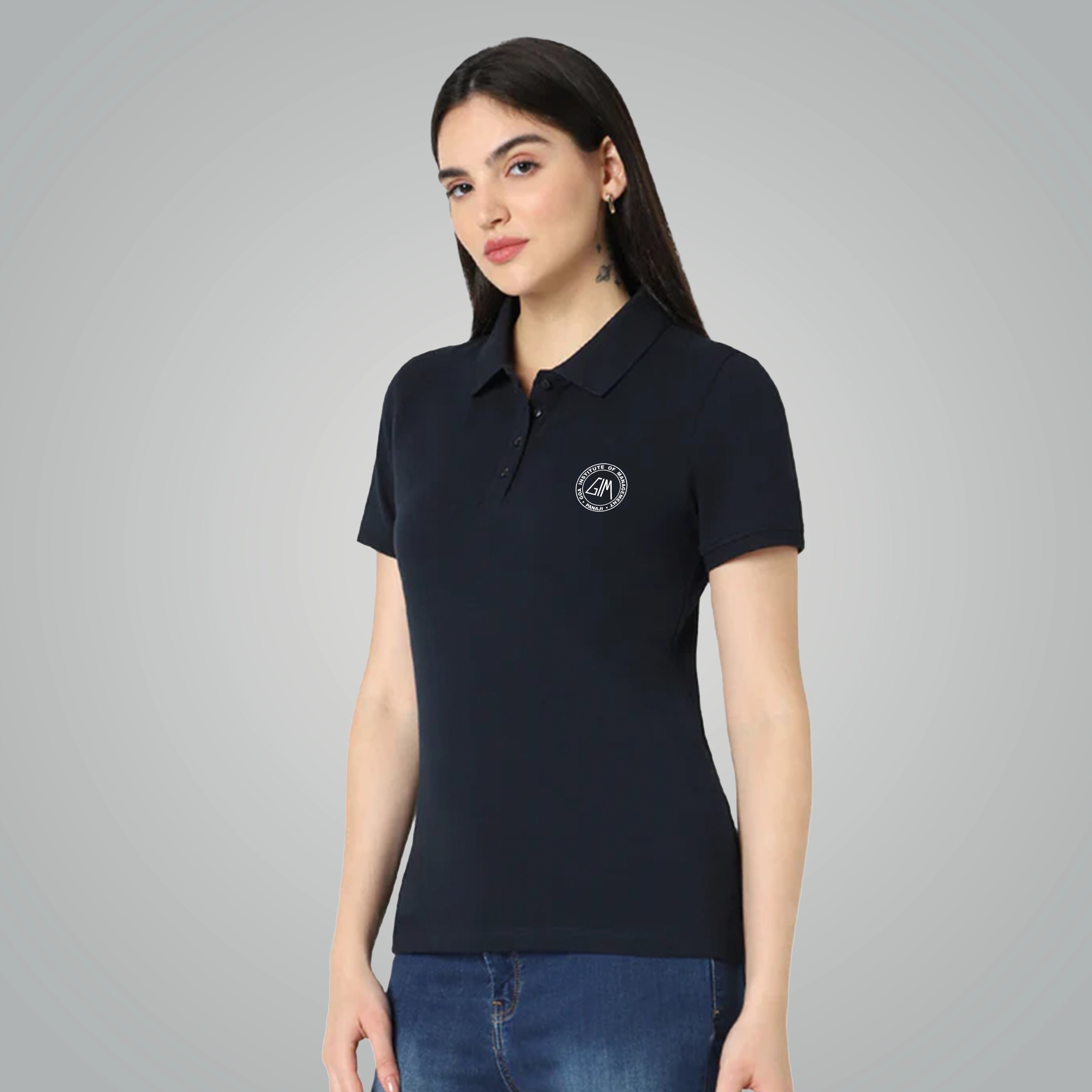 Vero Moda Solid Polo – Classic Black Elegance for Women